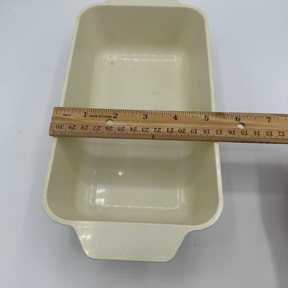Vintage Oven Loaf Pan Bakeware Melmac Made in USA Green Flowers - Picture 7 of 8